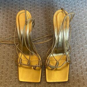 Elegant Gold Strappy Heels